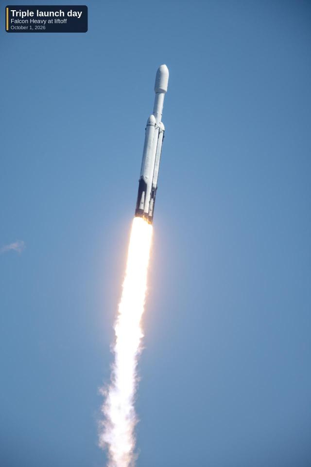 Falcon Heavy at liftoff, NASA Europa Clipper, October 14 2024