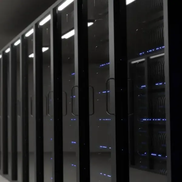Cat6 copper patch panels in a network rack