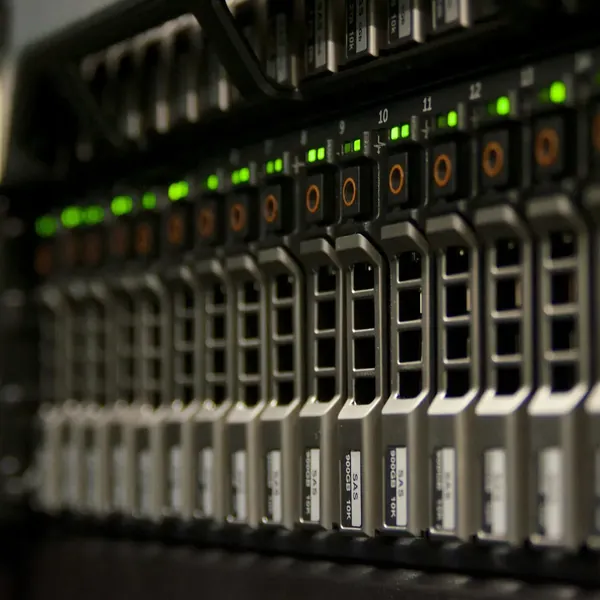 Rows of servers in a data center